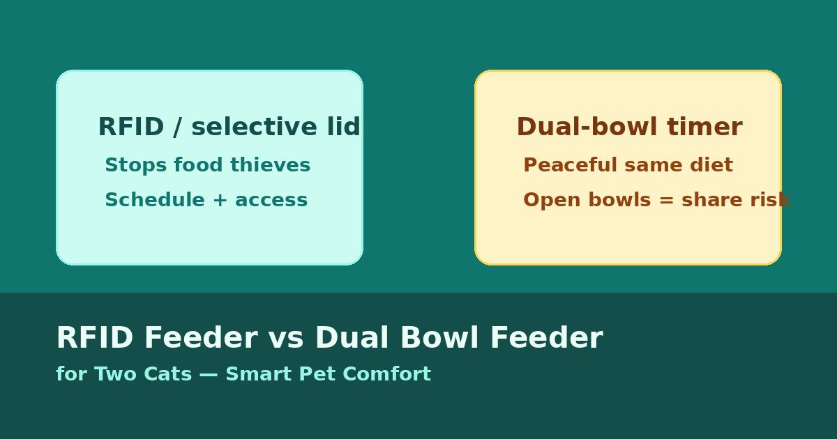 RFID Feeder vs Dual Bowl Feeder for Two Cats (2026 Guide)
